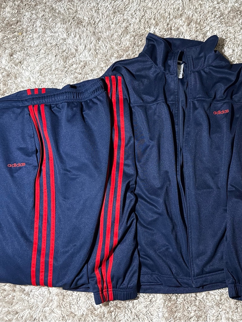 2006 Adidas Navy Track Jacket with Red Three-Stripe Accents